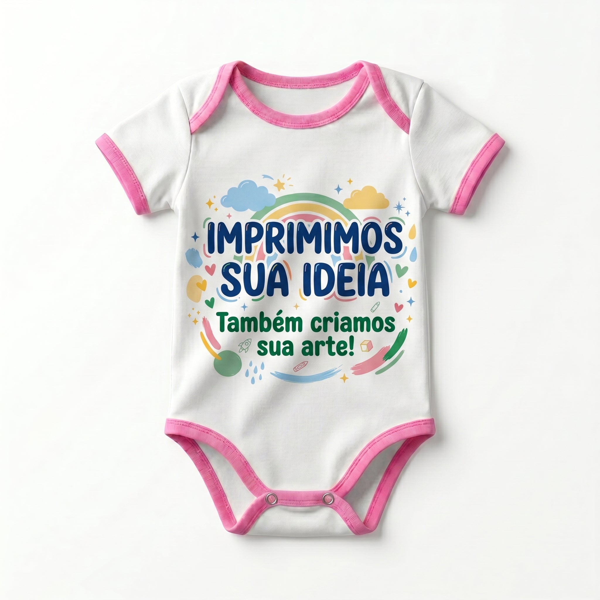 Body Bebê Personalizado Rosa | Criamos a Estampa para Você