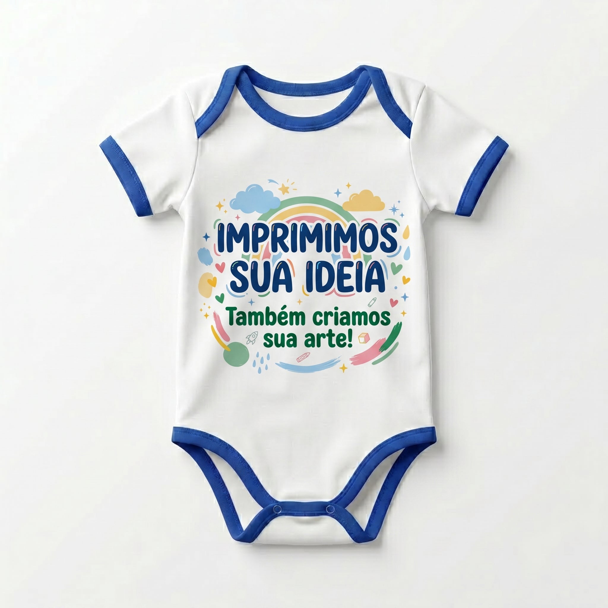 Body Bebê Personalizado Azul | Criamos a Estampa para Você